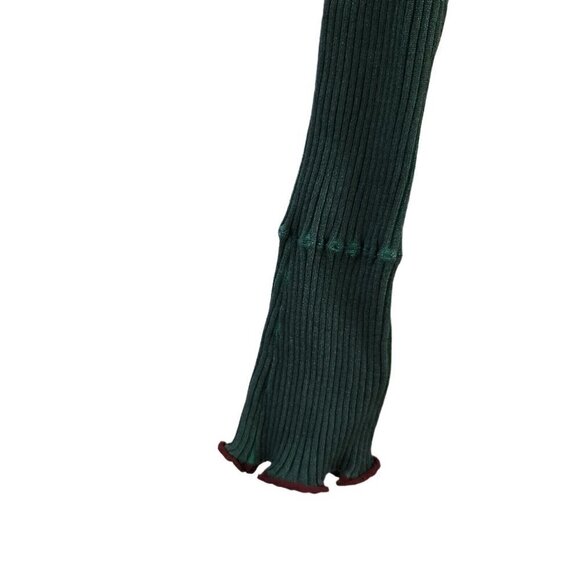 Scotch & Soda Dress Medium Green Midi Bodycon Ribbed Knit Stretch Long Sleeve - Picture 6 of 14